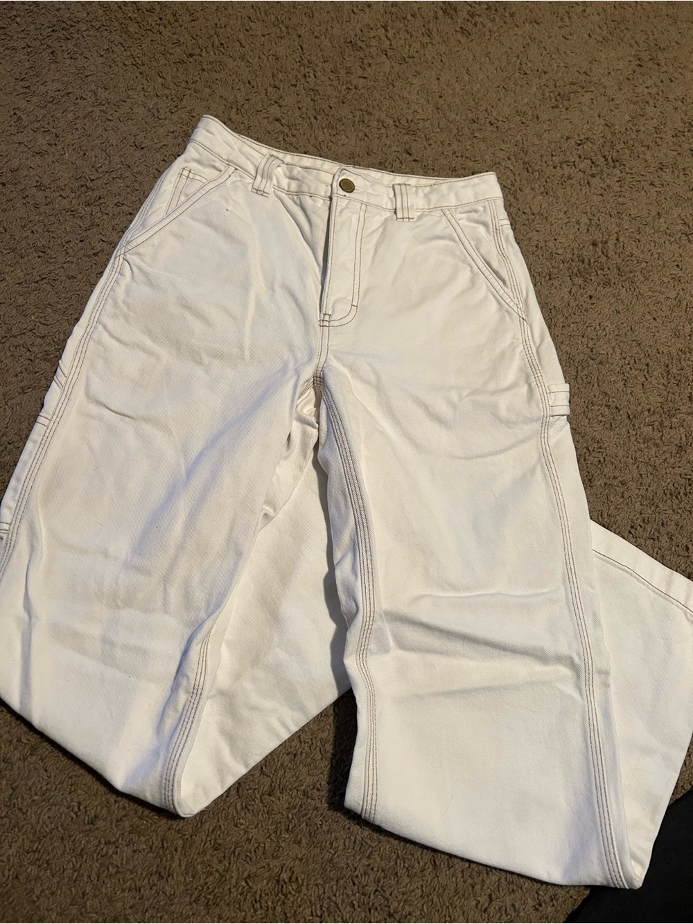 TNA White Straight-Leg Carpenter Jeans